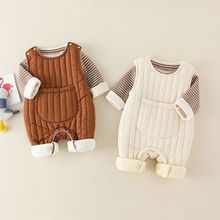 嬰兒衣服韓版韓國兩件套裝羽絨服背帶褲棉褲冬裝寶寶服裝棉衣冬季