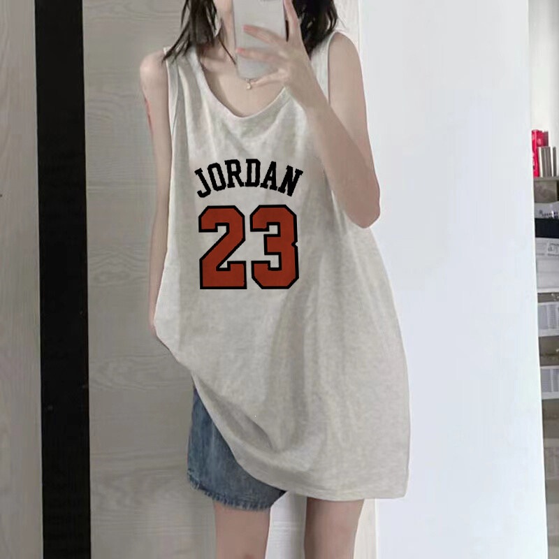 American-Style Pure Cotton Camisole Sports Vest Sleeveless T-Shirt for Women, Summer Outerwear Basketball Top, Loose Halter Neck Top American-Style Pure Cotton Camisole Sports Vest Sleeveless T-Shirt for Women, Summer Outerwear Basketball Top, Loose Halter Neck Top