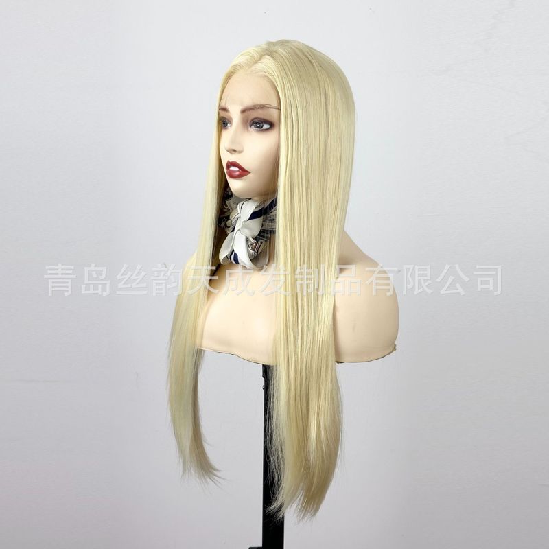跨境欧美女士浅金色假发 前蕾丝13*4全头发套Cosplay wig外贸|undefined