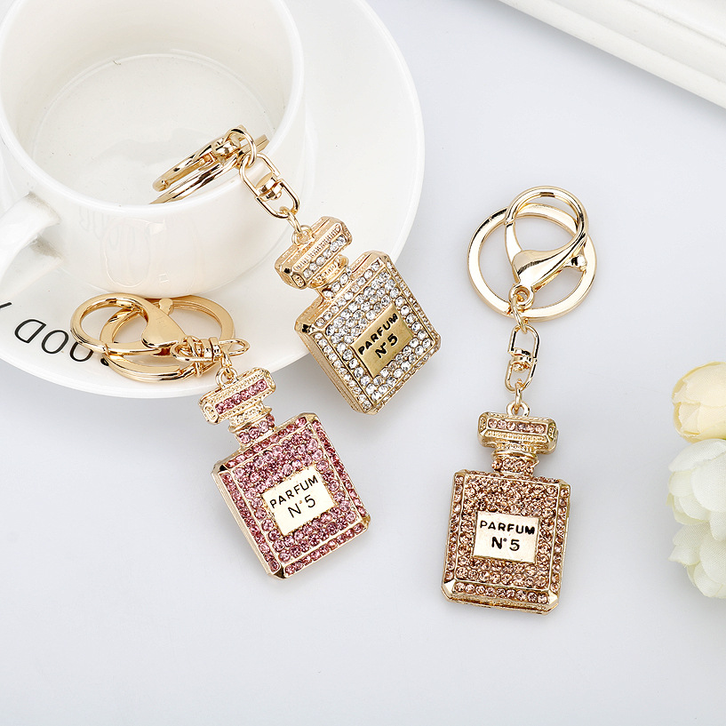 Fashion Perfume Bottle Alloy Inlay Rhinestones Women's Bag Pendant Keychain 1 Piece display picture 5