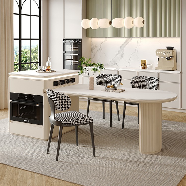 De lujo ligero, de alta gama, isla de sensación, horno al vapor, mesa de la isla, mesa de un cuerpo, horno de microondas integrado, placa de roca, plataforma de la isla, retráctil