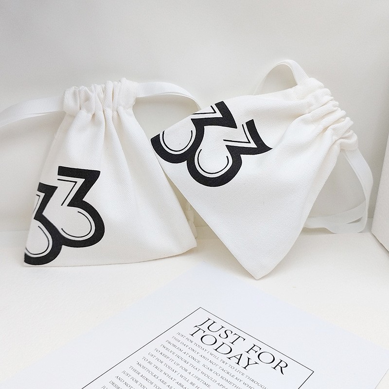 创意简约白色帆布袋筋络梳子香囊透气收纳抽绳袋精油香水包装布袋