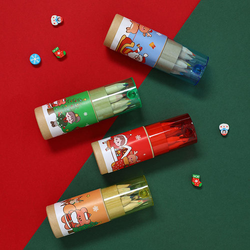 Christmas small gifts, student prizes, 12-color primary school student painting colored pencils, 12 pieces in a bucket