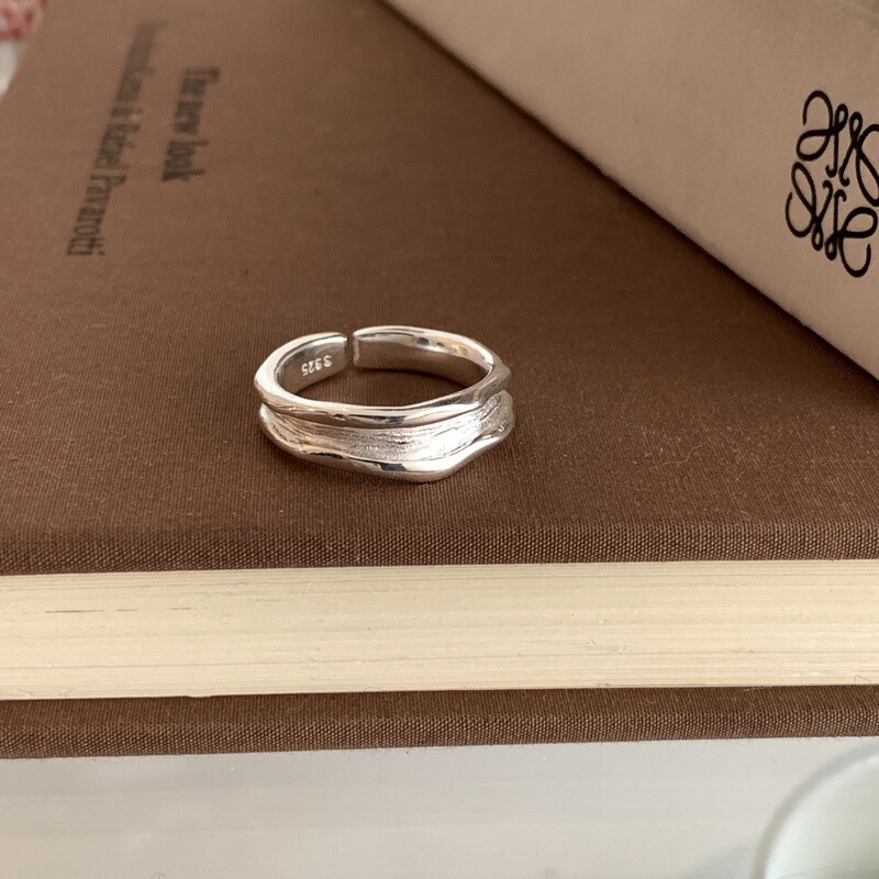 S925纯银素圈戒指女简约小众轻奢高级感ins风不掉色开口指环批发|undefined