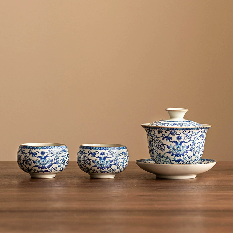 Tea set, blue and white gift box, tea cup, Birthday gift