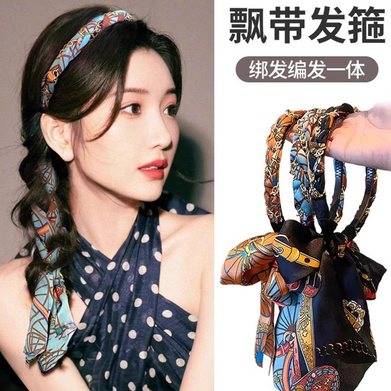 Atar la diadema para el cabello femenino 2025 nuevos accesorios para el cabello Trenzas Diadema Diadema Bufanda Diadema Diadema Diadema Diadema Diadema Trenza Cabellera de una pieza Tombro