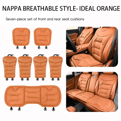 Seat cushion, seat cover — Popular Car Seat Cushion, Breathable - ideal-orange-napa-perforated-breathable-7-piece-set-for-the-whole-car