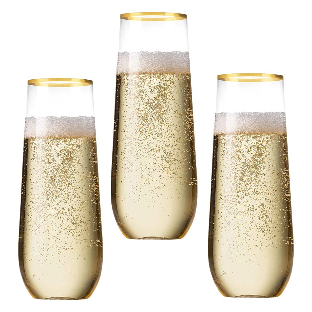 Copa de vino plástica sin pies reutilizable del Partido de la taza de la bebida del vidrio del champán 9oz