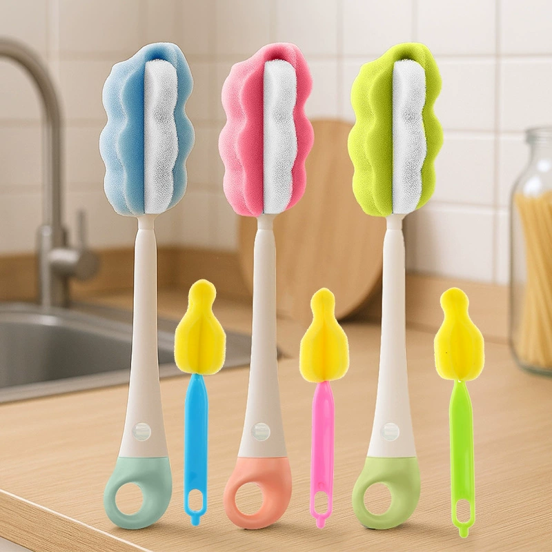 Губчатая щетка для чашек, съемная губчатая щетка, складная щетка для мытья чашек, бытовая щетка для чистки, щетка с длинной ручкой, сменная головка, оптовая продажа