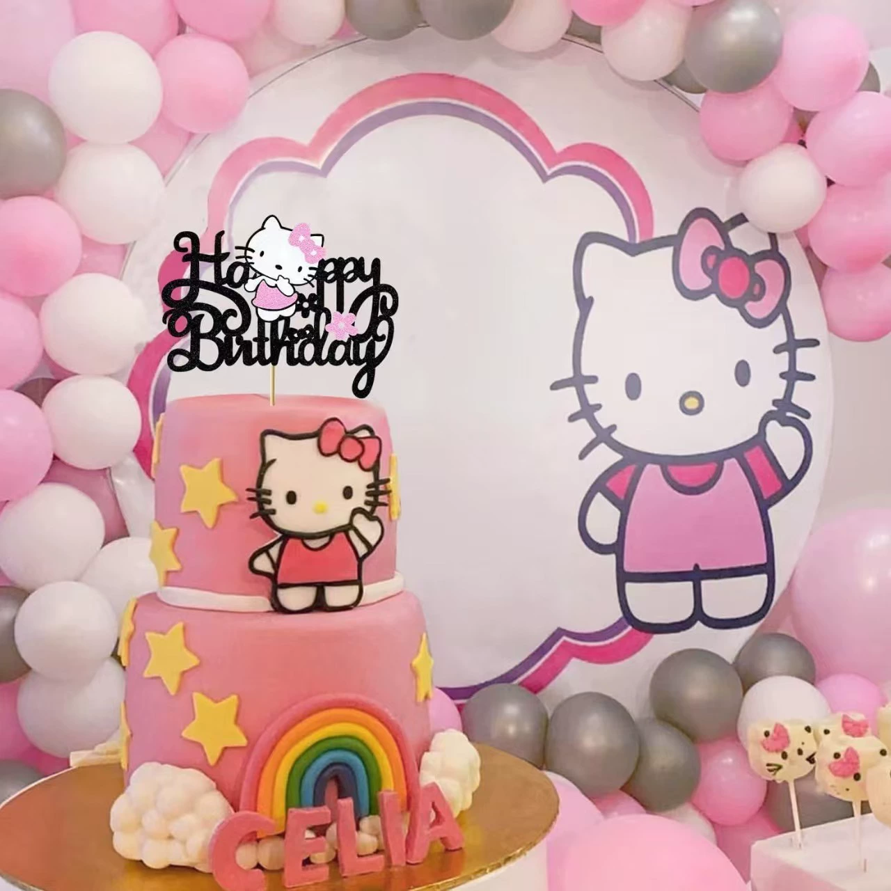 Украшение на день рождения милый котенок карта кроссбор Popular Hello Kitty hello kitty торт украшения