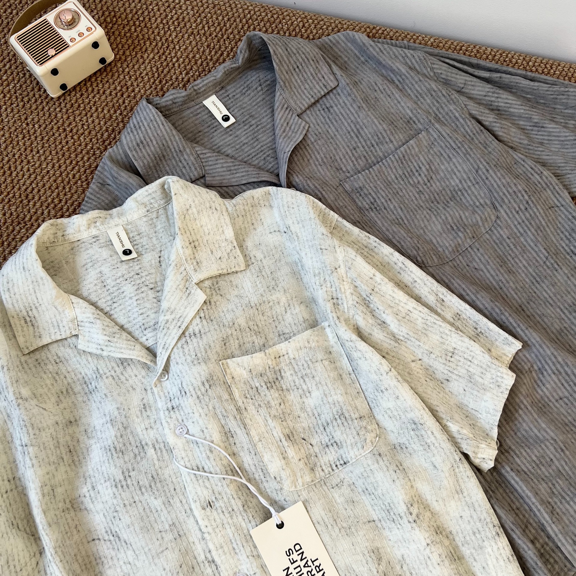 Herren Hemd Mit Cuban Kragen Tie Dye Design Locker Casual_voghion.com