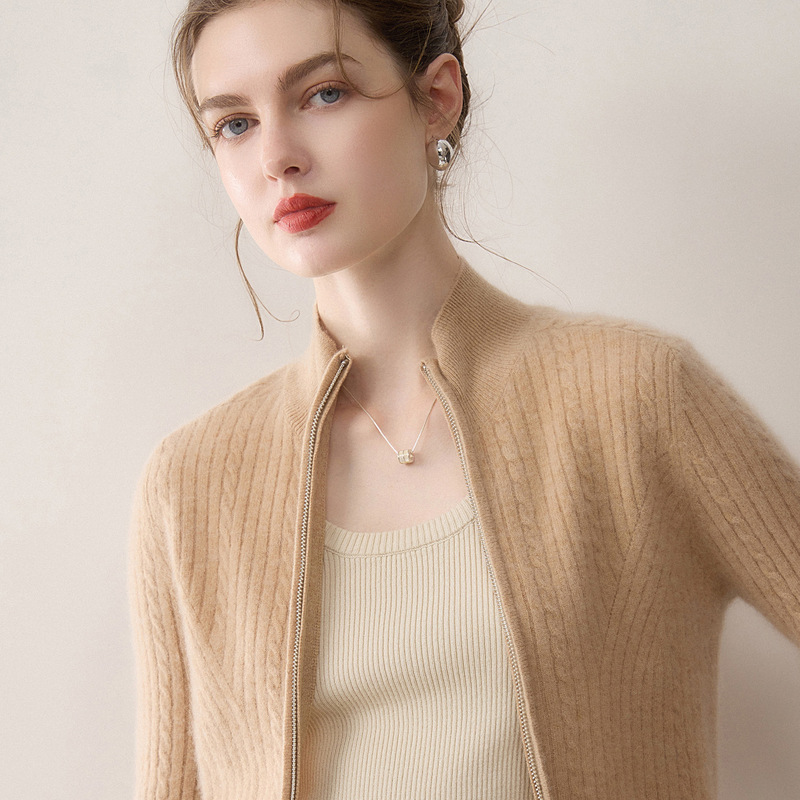 Cashmere Cardigan Zipper Slimming Women's Sweater Versatile Slim-Fit Coat Autumn and Winter Thick Knitwear Outerwear Top
