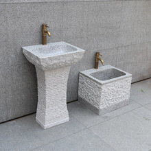 庭院洗手台盆天然大理石立柱盆户外艺术卫生间洗脸池花园石头水槽