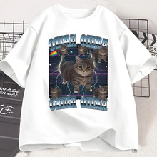 Funny Viral Oia Cat Meme Graphic T Shirts for Women Silly Ca