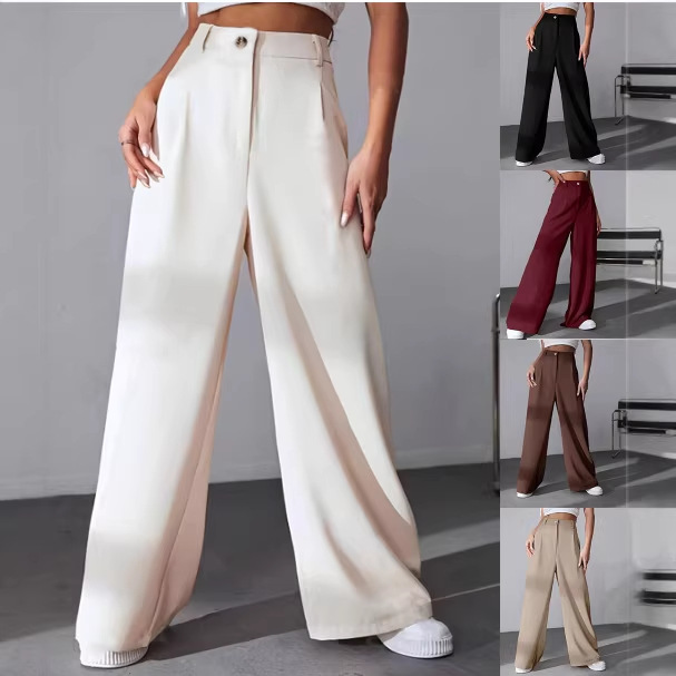2026 Cross-Border Women's Solid Color Long Pants, Suit Pants, Casual Pants, Sports Pants, Straight-Leg Pants, Vacation Style