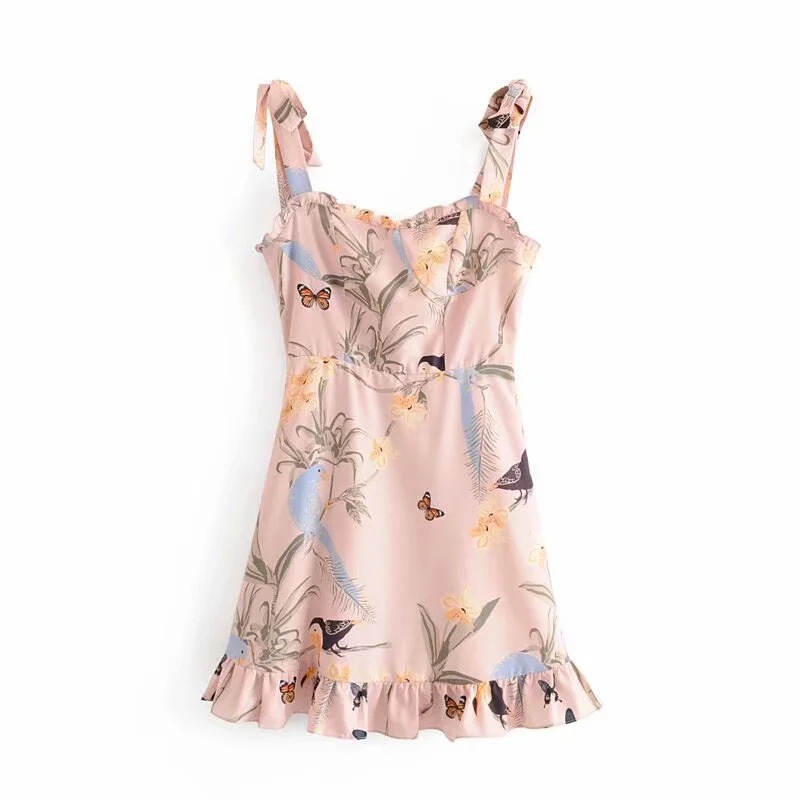  summer new ruffle print suspender dress NSAC27049