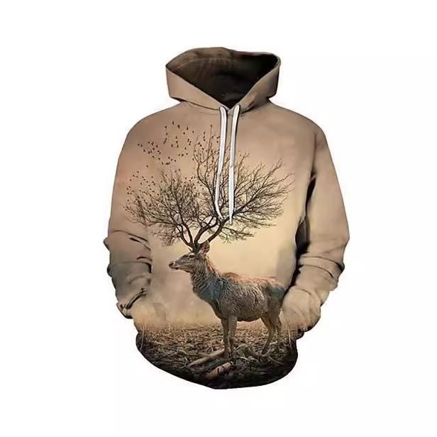 New 2022 hoodie animal deer 3D digital printing hooded baseball jersey_voghion.com