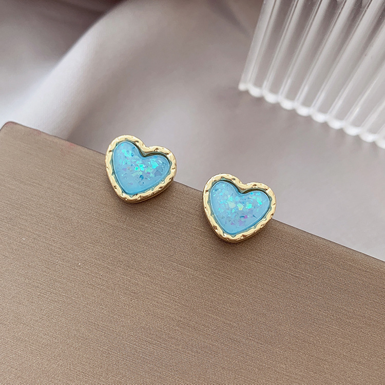 Heart Shape Pattern Women'S Gender Plating, Inlay Design Wholesale Jewelry 1 Pair Sweet Heart Shape Alloy Resin Ear Clips