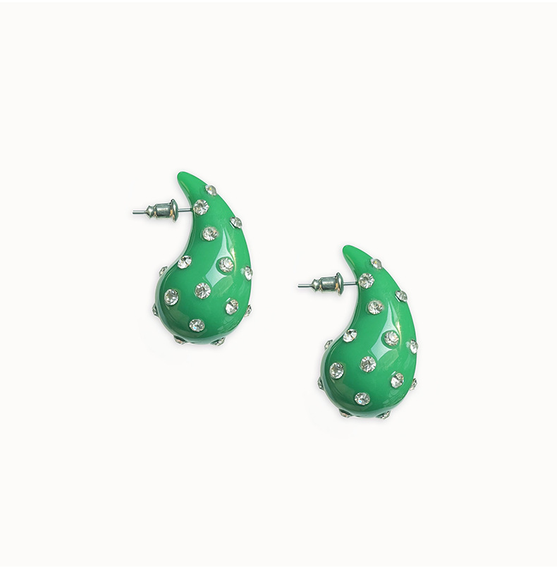 1 Pair Cute Water Droplets Inlay Arylic Rhinestones Ear Studs display picture 3