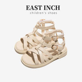 女童洋气气质凉席1-3岁2夏季新款宝宝小童儿童软底复古沙滩鞋