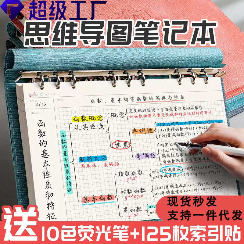 思维导图笔记本子A4活页本软皮网格记事本定制思维导图笔记本定制