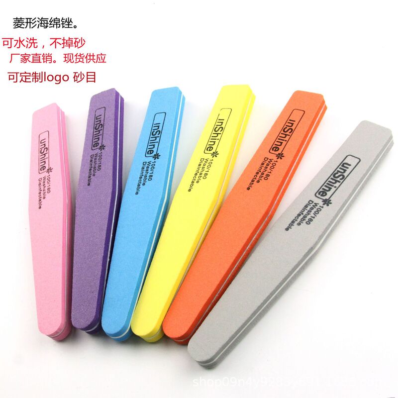 Factory direct Diamond Sponge rubbing high elastic cotton double-sided frosted nail file manicure nail tools