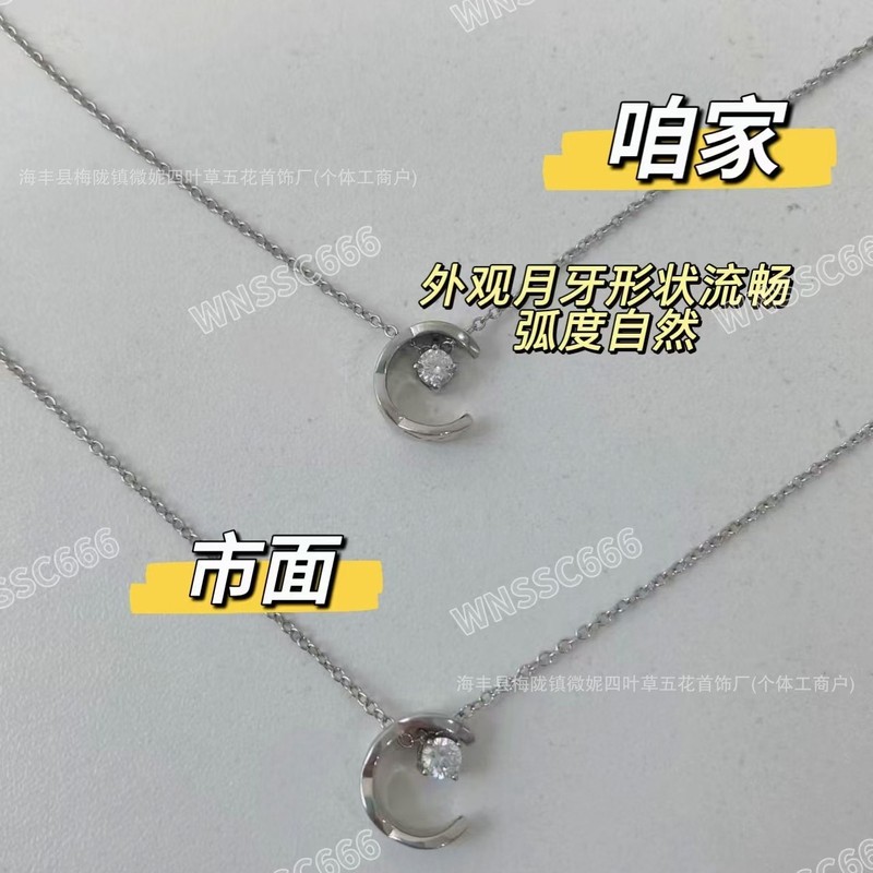 COCO ひし形パターンネックレス、小さな香り、フルダイヤモンド、ウォーターアイスムーン鎖骨チェーン、女性用、シルバー925メッキ、18Kローズゴールドメッキ、ライトラグジュアリー、ハイエンド|undefined