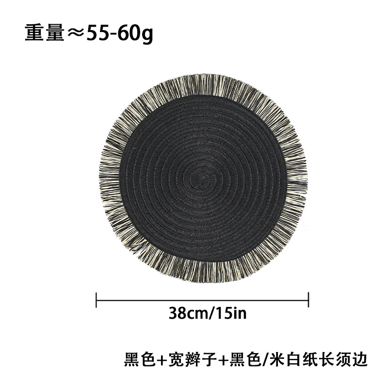 Almohadilla de borla tejida de papel SHEIN, mesa de comedor, mantel occidental, posavasos antideslizantes, almohadilla de aislamiento térmico circular, almohadilla de decoración del hogar