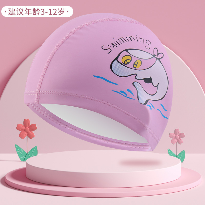 Logo personalizado sombreros de natación para niños recubiertos PU dibujos animados lindos niños y niñas impermeables gorras de protector de orejas fábrica directa