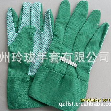现货销售LL22绿色点塑防滑防刺花园用手套