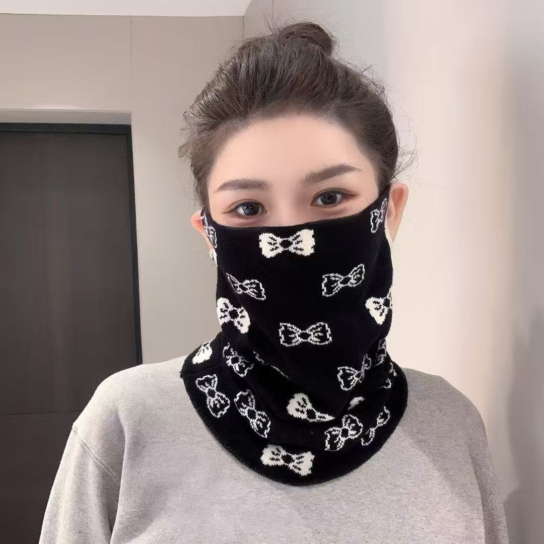 Knitted Jacquard Wool Mask for Autumn and Winter, Cold-Proof and Warm, Versatile Neck Gaiter, Outdoor Dust-Proof and Wind-Proof Cycling Mask