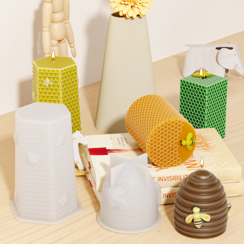 Jiaxian DIY cristal epoxi resina molde múltiple abeja panal vela molde de silicona yeso