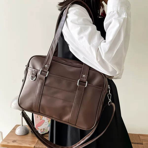 Japanese-Style Academy Style Jk Uniform Bag Pu Women's Bag Crossbody Handbag Student Class Commute Bag Solid Color Shoulder Bag