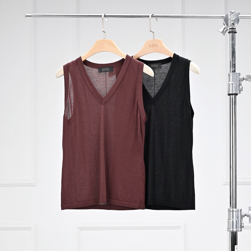 Warren Hailong |   Kw885 Summer Daily Wear Basic Versatile V-Neck Sleeveless Women's Vest Knit Top