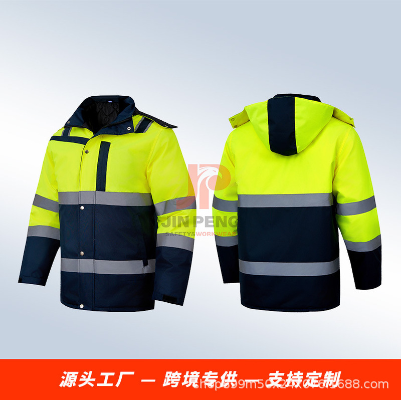 国境を越えた貿易防寒暖かいミドル丈作業服メンズ綿ジャケット屋外作業場防風厚手作業服|undefined
