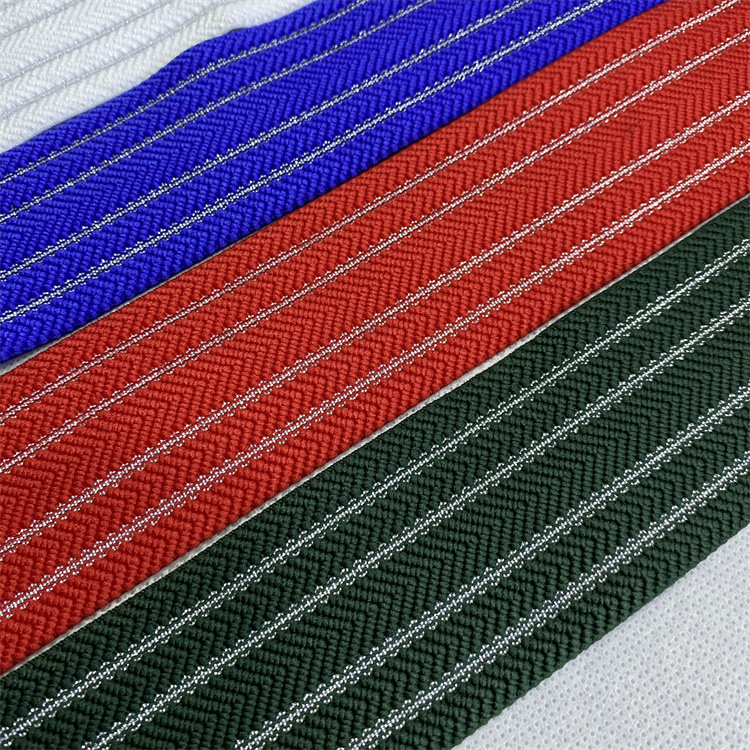 5cm人字纹坑条金银彩葱高弹力织带