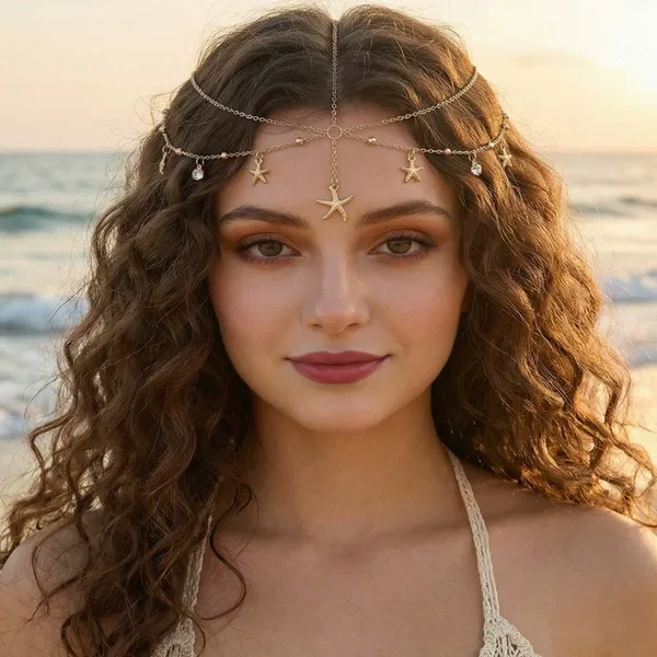 Cross-Border Jewelry Multi-Layered Star Rhinestone Tassel Hair Accessories Head Chain Bohemian Exotic Style Headpiece Forehead Chain Headpiece