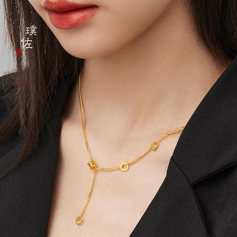 Gold shop with gold sand gold small waist light luxury classic women's necklace niche fashion temperament clavicle chain for girlfriend
