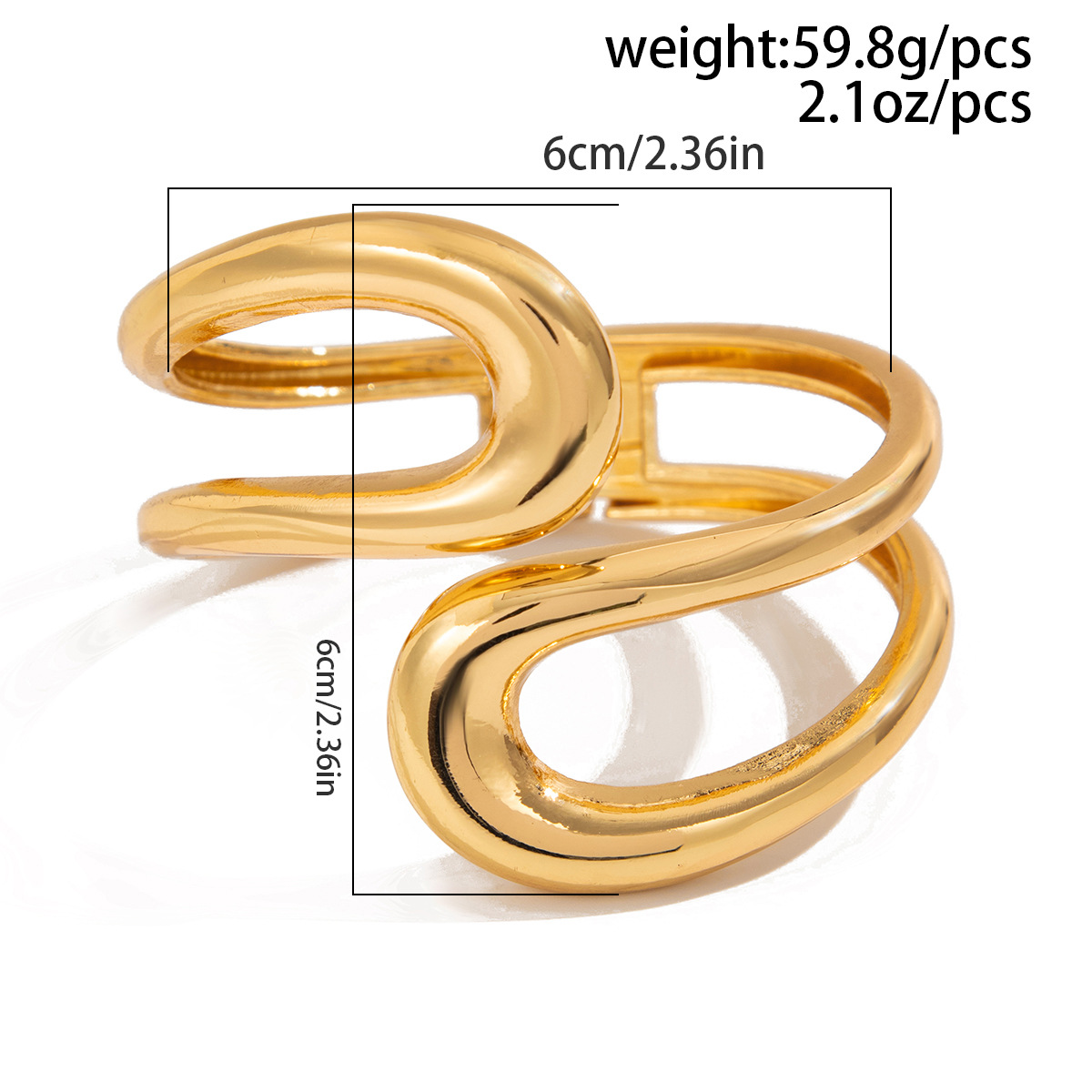 30g Weight wristband, Bangle Classification Alloy Chain Material Street Occasion Alloy Material Geometric Pattern Women's Gender Plating Design Hip-Hop, Exaggerated Style Hip-Hop Exaggerated Geometric Alloy Bangles Wholesale 7