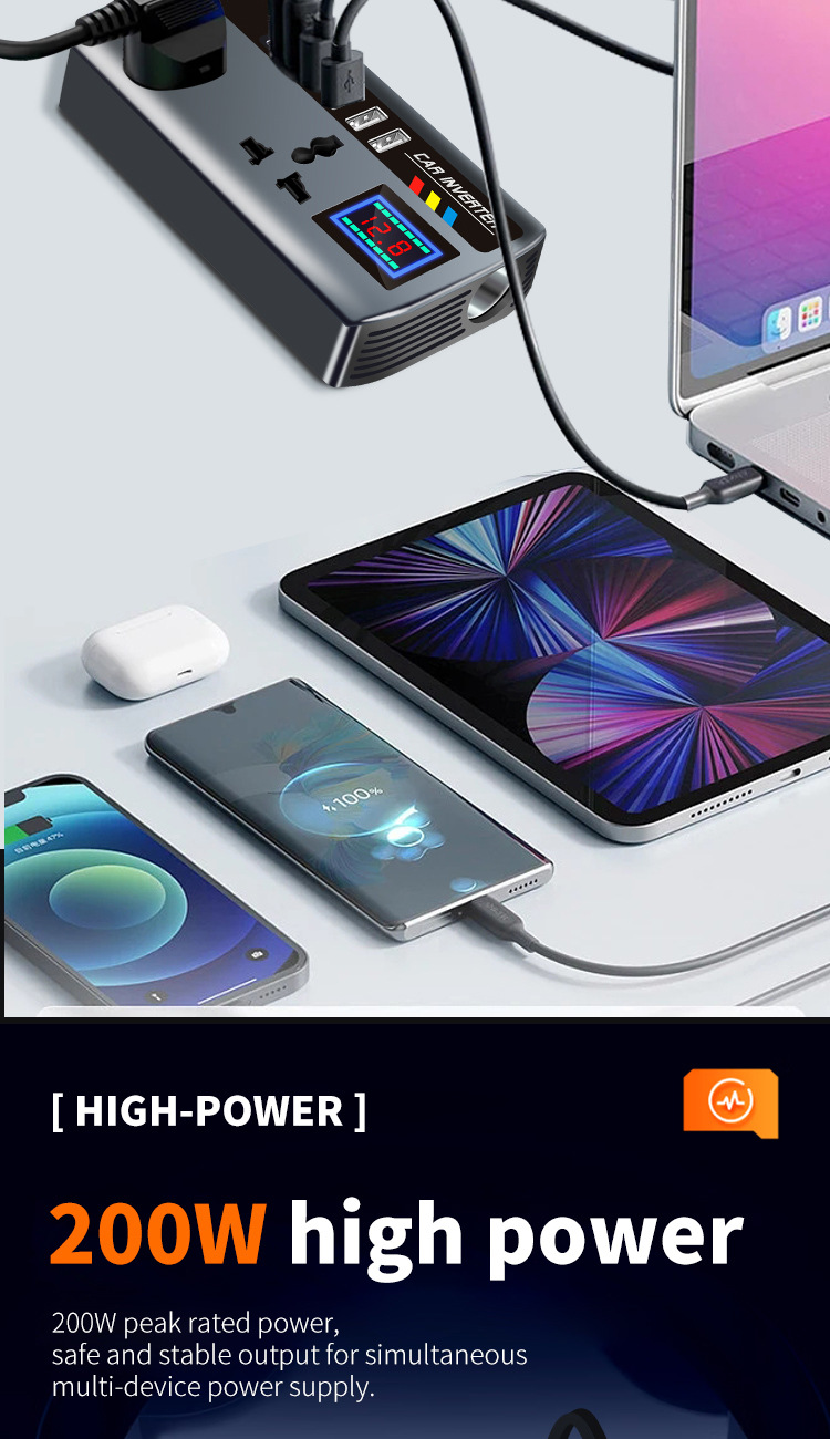 Car Inverter 12V24V Universal to 220V Truck Power Socket Car Smart Charging Inverter Converter