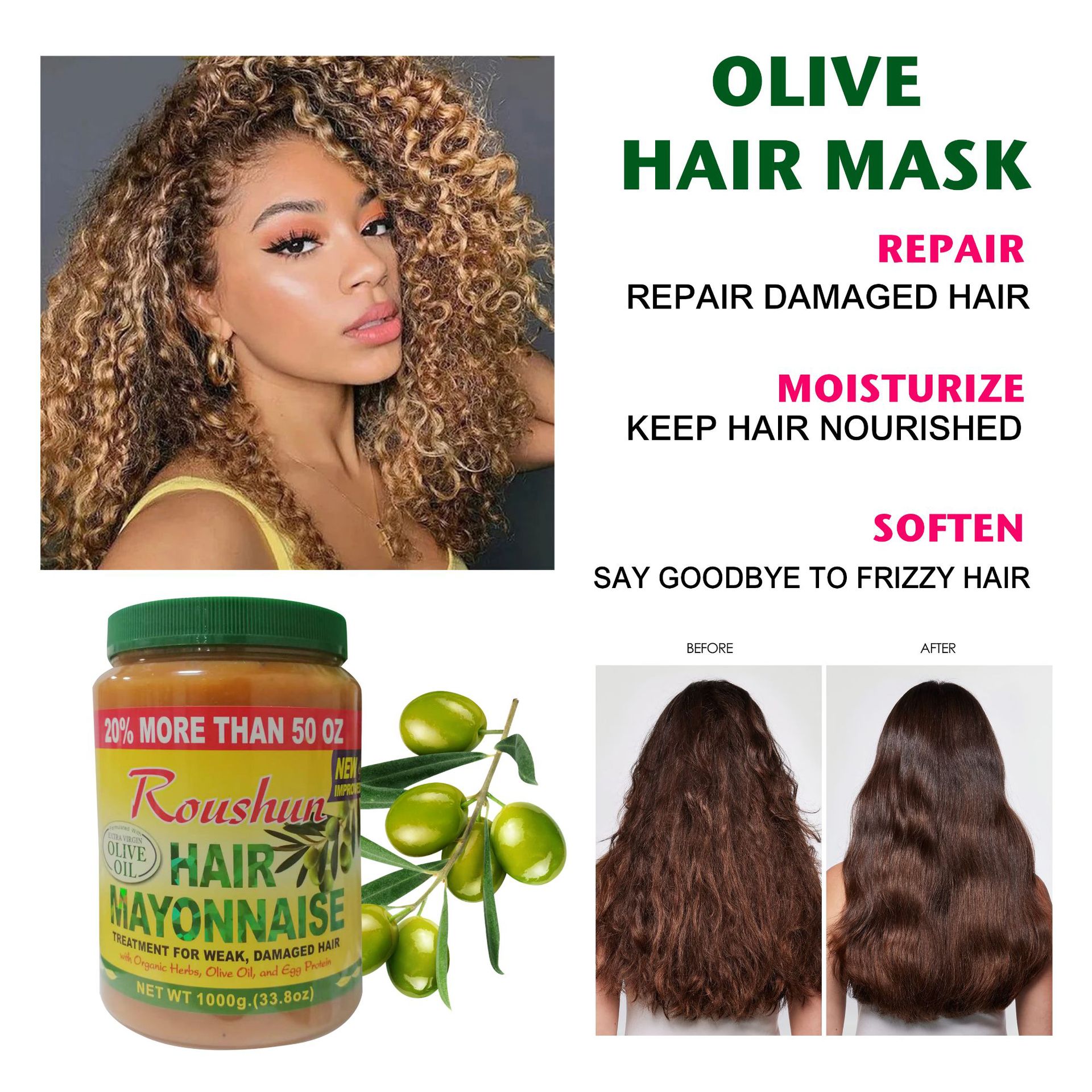 Amazon ROUSHUN オリーブ トリートメント スムース オリーブ リバース マスク ヘアマスク ベーキング クリーム