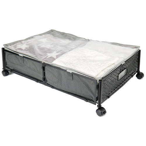 Amazon wrought iron storage rack with moving casters, bed base organization cart, simple large capacity clothing storage shelf