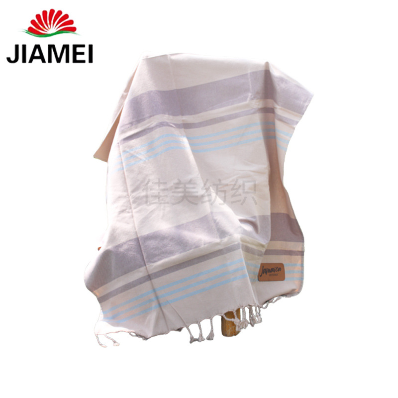 Exportación de la fábrica directa de Europa y América popular a rayas borla Toalla de playa de algodón toalla turca absorbente Gran toalla de baño teñida de hilo