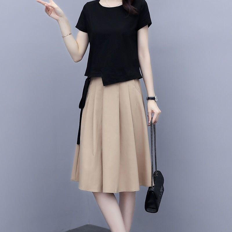 Trendy Women's Clothing Full Set Dress New Style 2025 Loose Fit Versatile Fashion Simple Plus Size Complete Set Korean Version Trendy Women's Clothing Full Set Dress New Style 2025 Loose Fit Versatile Fashion Simple Plus Size Complete Set Korean Version