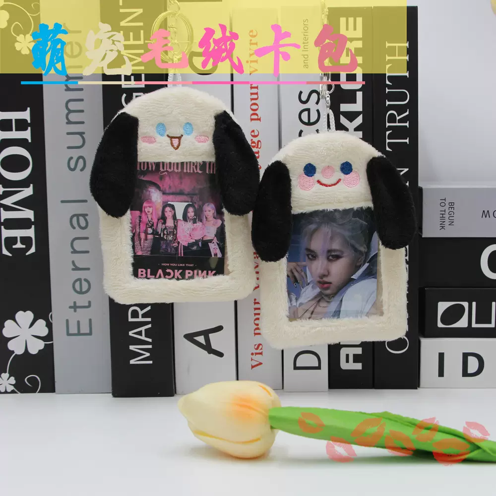 ins风卡通毛绒卡套少女爱豆小卡卡包追星钥匙扣书包挂件公交卡包