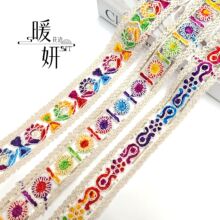 爆款服装辅料彩色刺绣水溶网纱花边 棉股绳机绣lace 蕾丝厂家批发