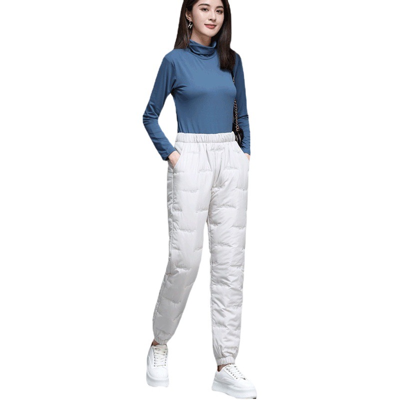 Light Down Cotton Pants Women's Outer Wearing Winter plus size Thickened Harlan Warm Loose High Waist Cotton Embroidered Pants