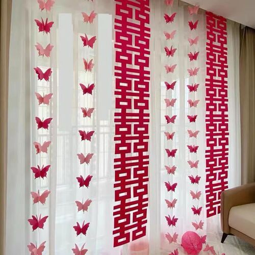 Wedding Curtain Long Strip Double Happiness Decorations Wedding Room Arrangement Set New Room Bedroom Tassel Decoration Wedding Photo Prop