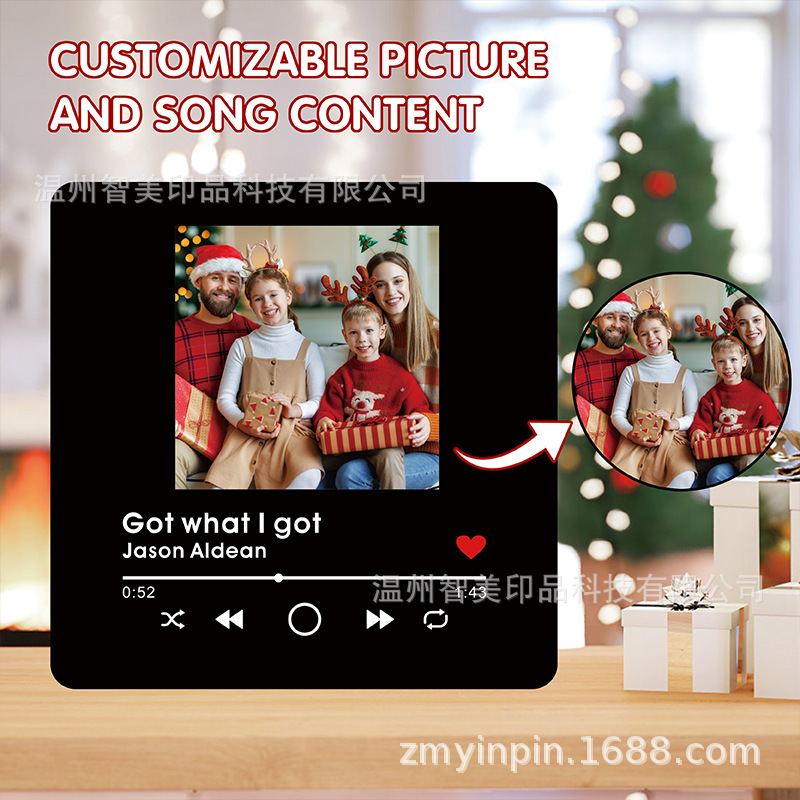 Cross-border map custom music refrigerator magnets Spotify songs play decoration lovers gift upgrade 8m memory