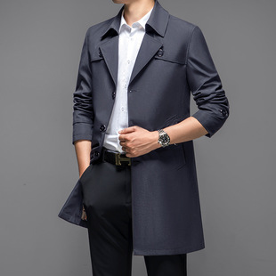 New Autumn and Winter Mid-length Windbreaker Men's Thickened Winter Windbreaker Jacket Jacket Suit British Business Coat